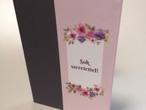 Fényképtartó leporelló "Sok szeretettel" (lila-virágos, álló)