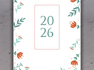 A/4-es falinaptár - Piros, virágos, 1 fényképes (2026)